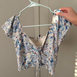 American Eagle Blue Floral Crop Top